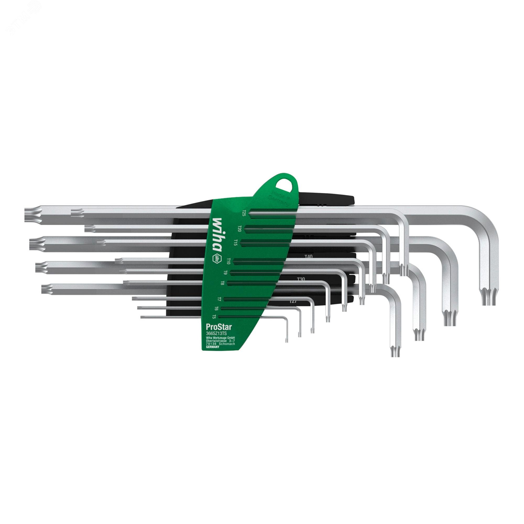Изображение товара Набор Г-образных ключей TORX T5-T45 Wiha 13 шт PROSTAR 366TS Польша