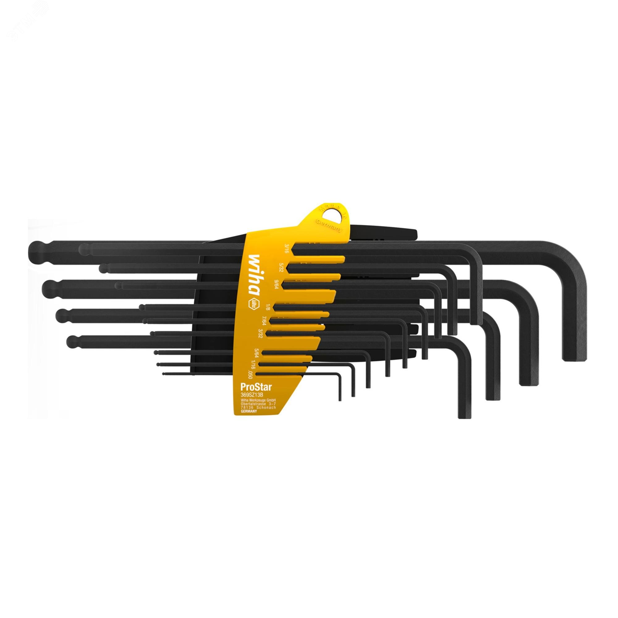 Изображение товара Набор шестигранных ключей Г-образных 0,05''-3/8'' 13шт Star 369ZB