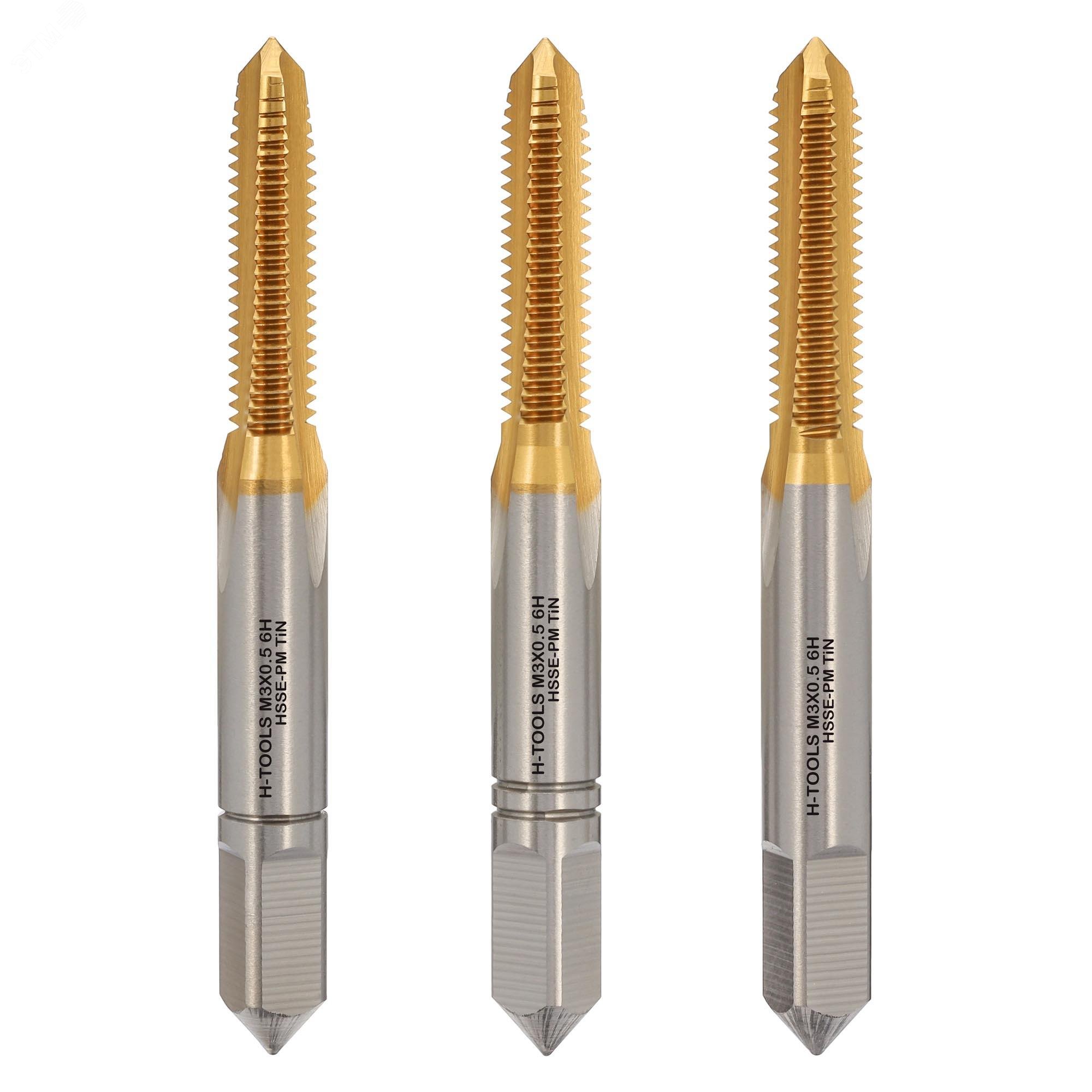 Изображение товара Набор метчиков 3шт М3х0,5 DIN352 HSSEPM-TiN для создания резьбы