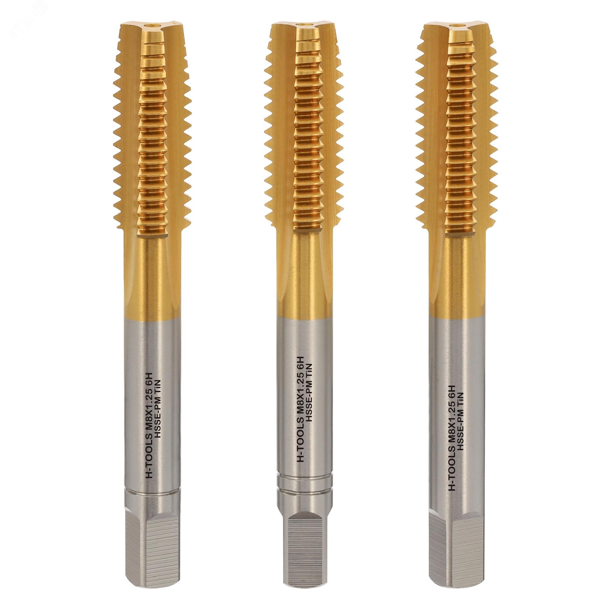 Изображение товара Набор метчиков 3шт М8х1,25 DIN352 HSSE-Co5 H-Tools