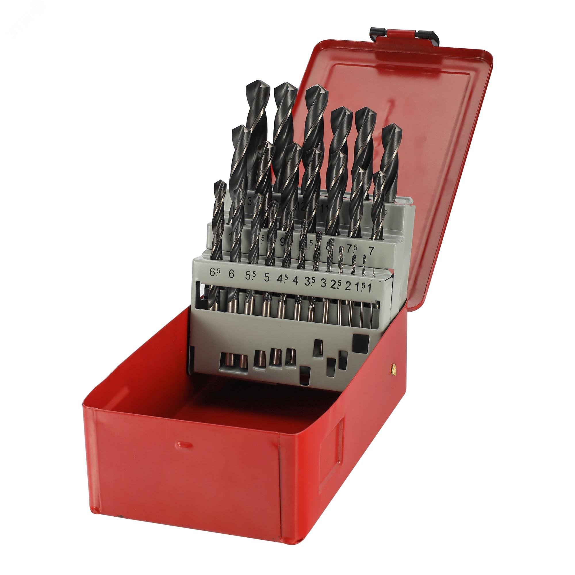 Изображение товара Набор сверл по металлу HSS 1-13мм 25шт стандарт DIN 338