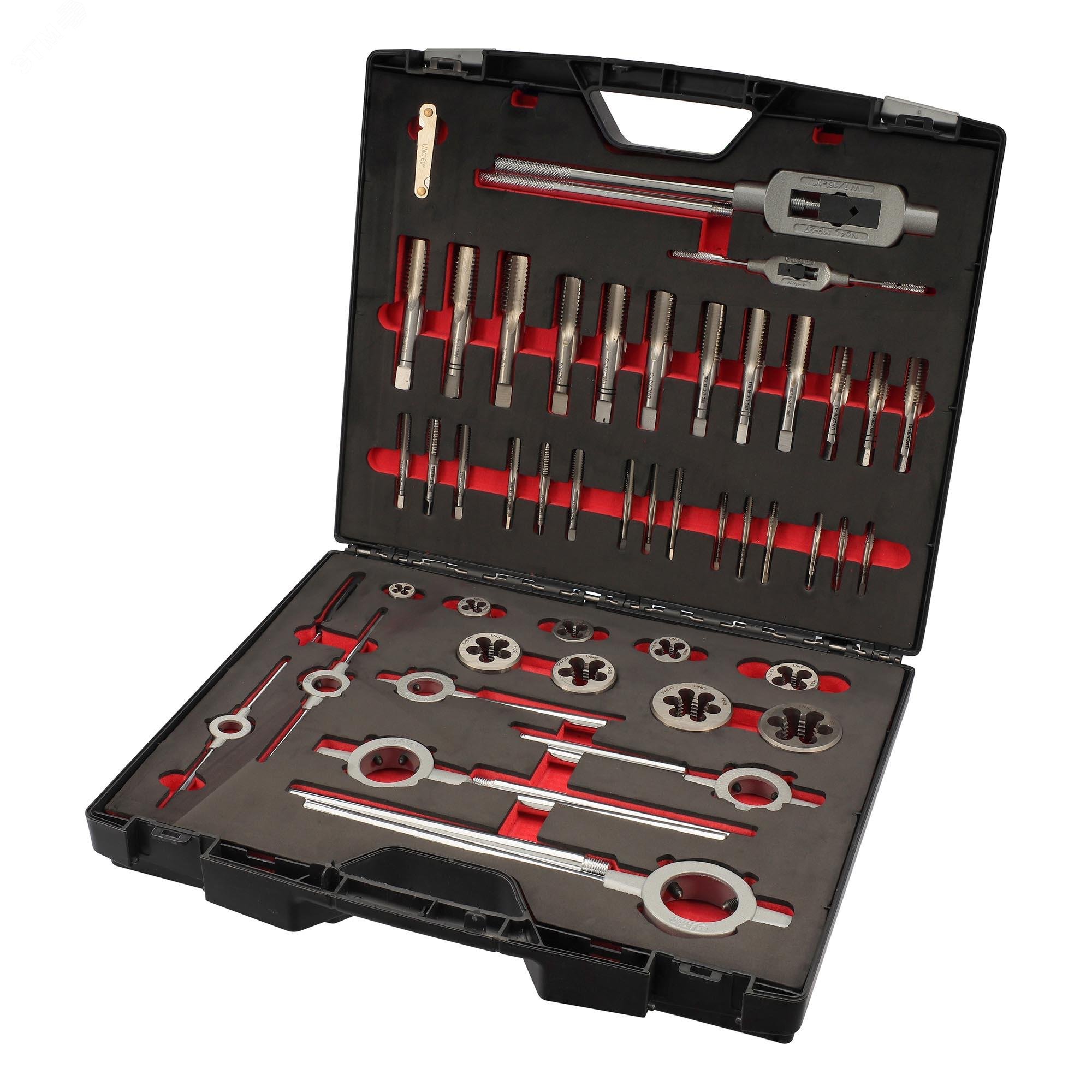 Изображение товара Набор метчиков и плашек UNC 1/4 -1,0 HSS-G 46пр