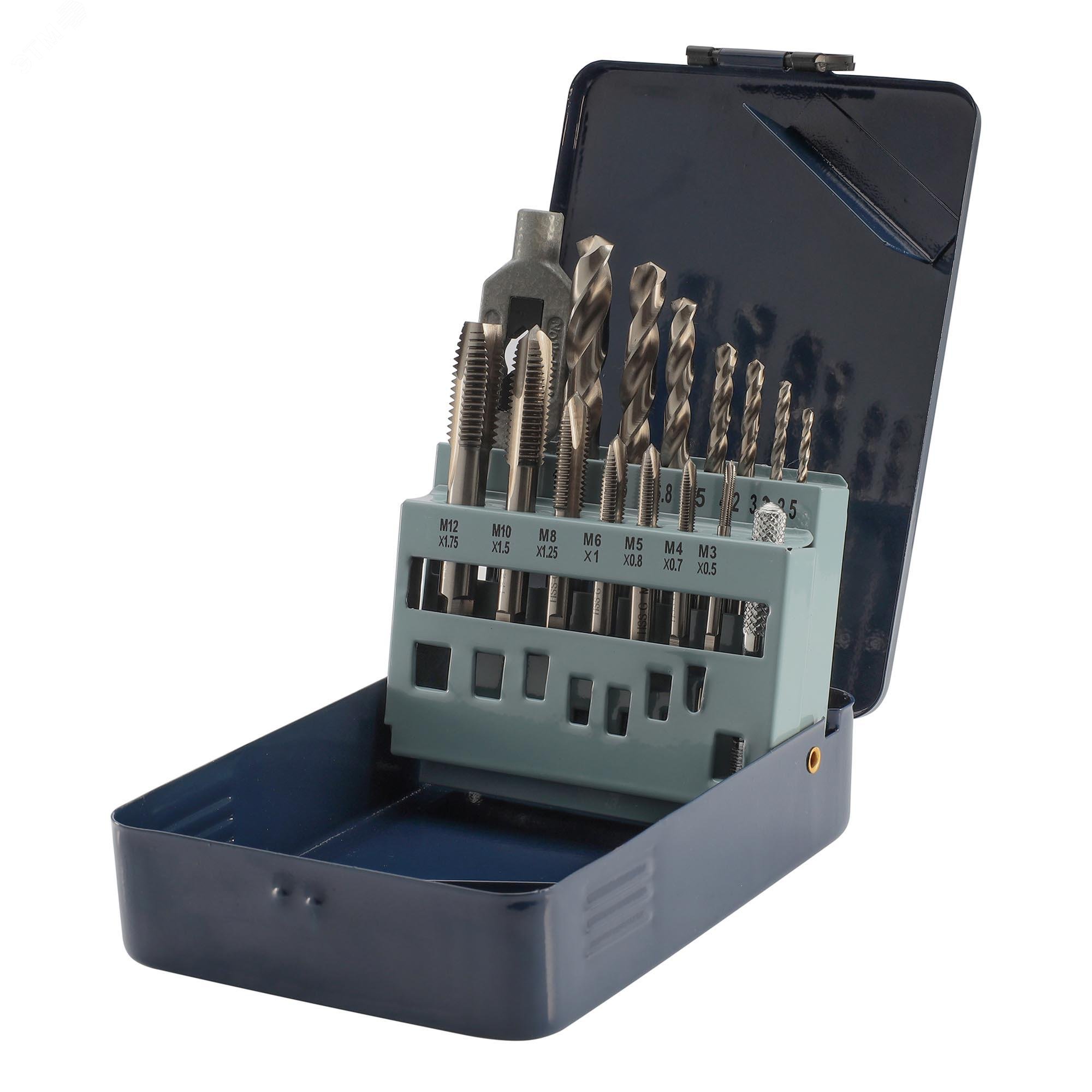 Изображение товара Набор метчиков однопроходных M3-M12 HSS-G DIN352 15 шт