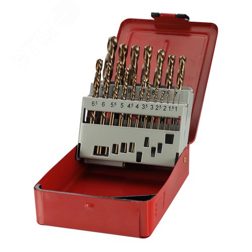 Изображение товара Набор левых сверл по металлу 1-10мм 19шт DIN338 HSSE-Co5 135° (шт)