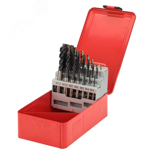 Изображение товара Набор метчиков машинных M3 -M12 HSSE-TiALN DIN371/376 21пр (шт)