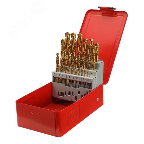 Изображение товара Набор сверл по металлу 1-13мм 25шт DIN338 HSS-G TiN 118° (шт)