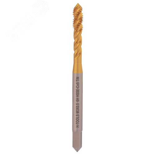 Изображение товара Метчик винтовой машинный М3х0,5 DIN371 6h HSSE-TiN (шт)