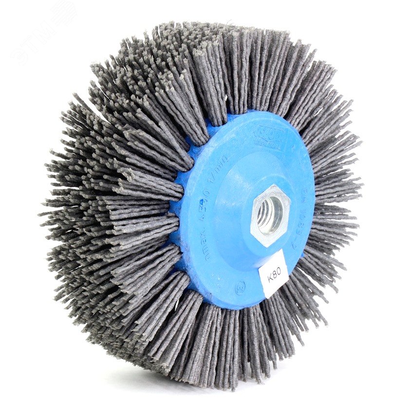 Изображение товара Щетка дисковая Д140x55xM14, ворс полимер-абразив P80 по дереву для УПМ УШМ (болгарка) (1-105) (шт)