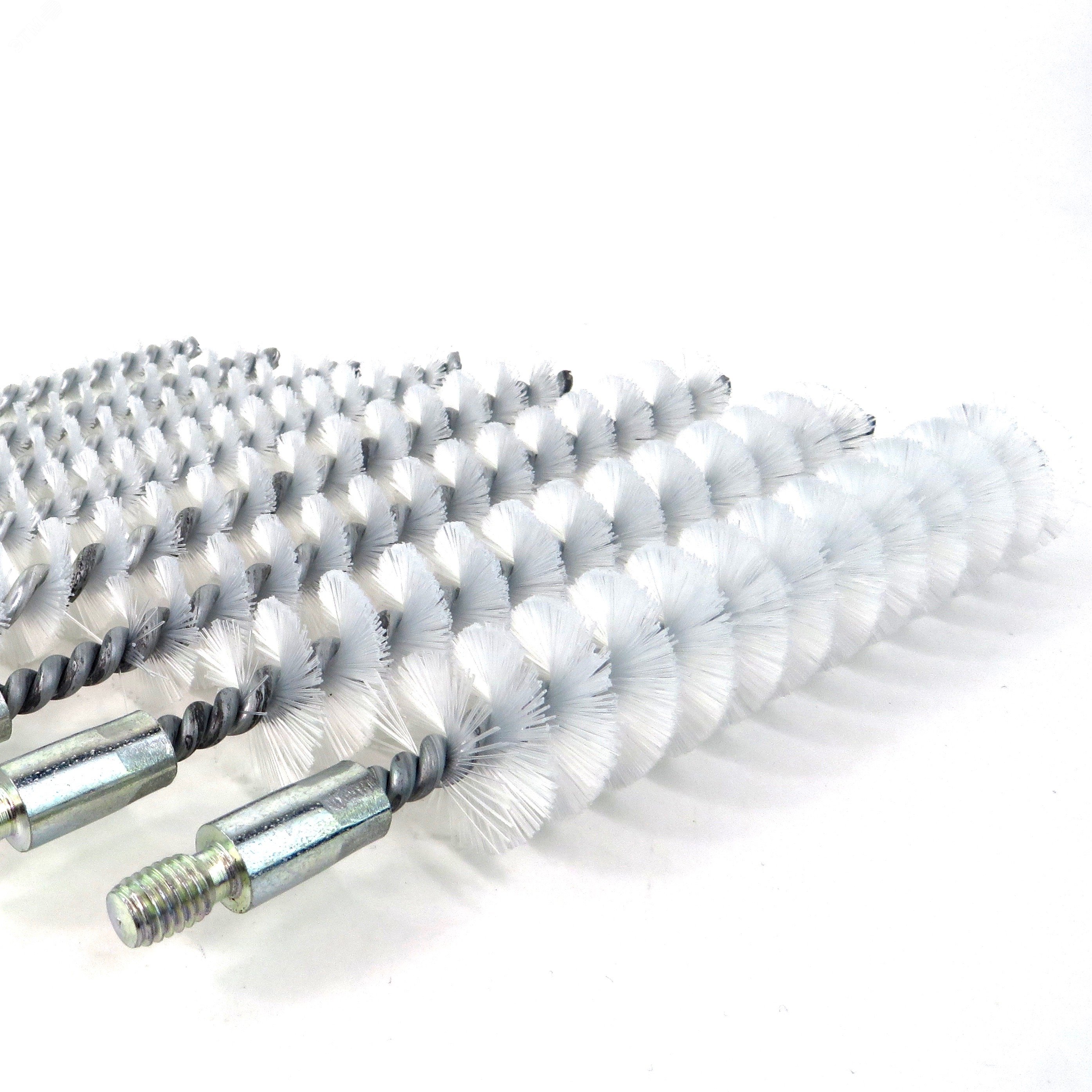 Изображение товара Щетка ерш Д15х100х140, ворс прямой нейлон 0,25, посадка М6 резьба, очистка котлов теплообменников дымоходов труб отверстий (код 20-815) (шт)