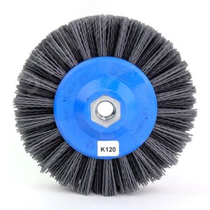 Изображение товара Щетка дисковая Д140x55xM14, ворс полимер-абразив P120 по дереву для УПМ УШМ (болгарка) (1-053) (шт)