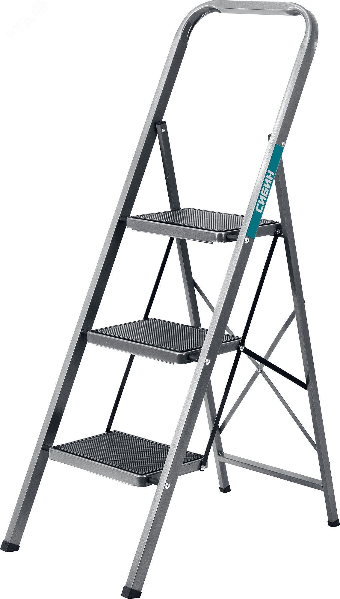 Изображение товара Стремянка стальная, c широкими обрезиненными ступенями 3 ступени, 71 см (шт)