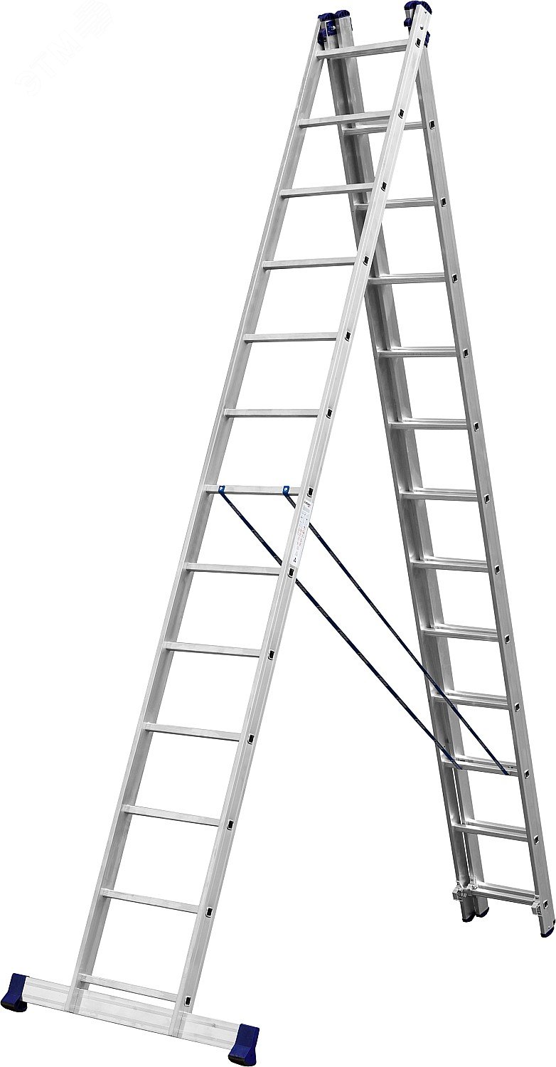 Изображение товара Алюминиевая трехсекционная лестница со стабилизатором 13 ступеней СИБИН
