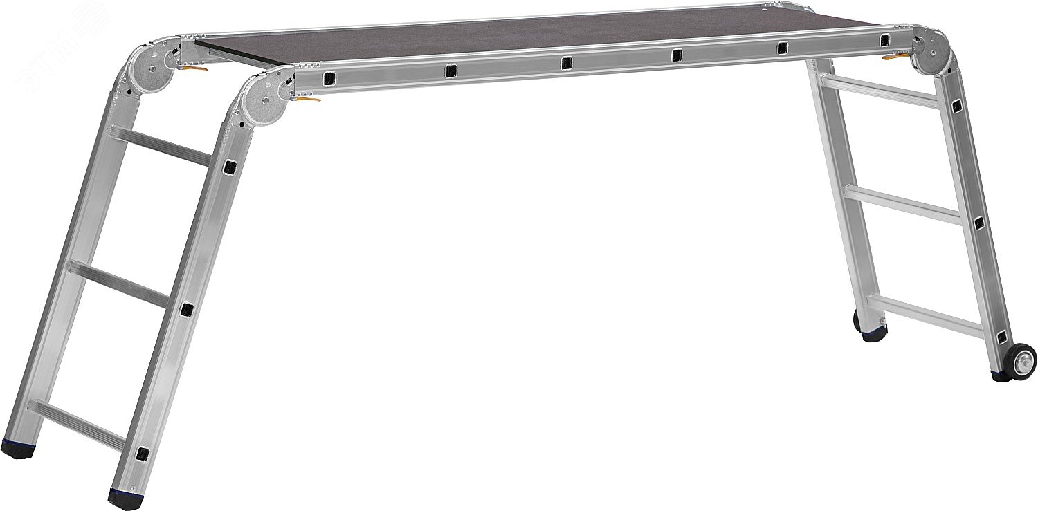 Изображение товара Подмости профессиональные рабочие, алюминиевые, складные, с колесами и съемной площадкой ПРП-36, 3 х 6 х 3 ступени (шт)