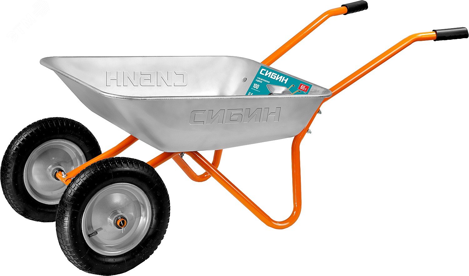 Изображение товара Двухколесная садовая тачка из оцинкованной стали СТ-21 65 л 100 кг