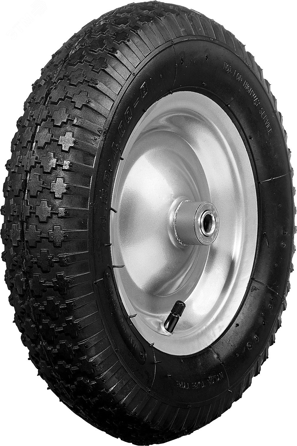 Изображение товара Пневматическое колесо для тачки 380 мм стальной диск арт 39904