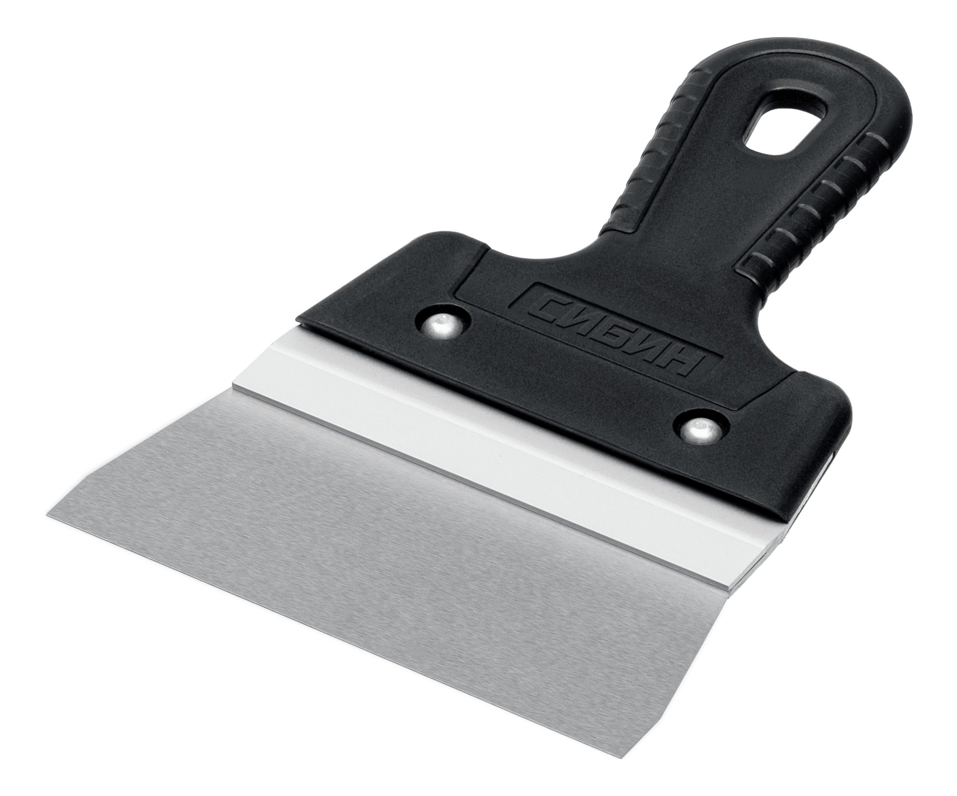 Шпатель усиленный фасадный нержавеющий, алюминиевая направляющая, 150 мм, 1к ручка