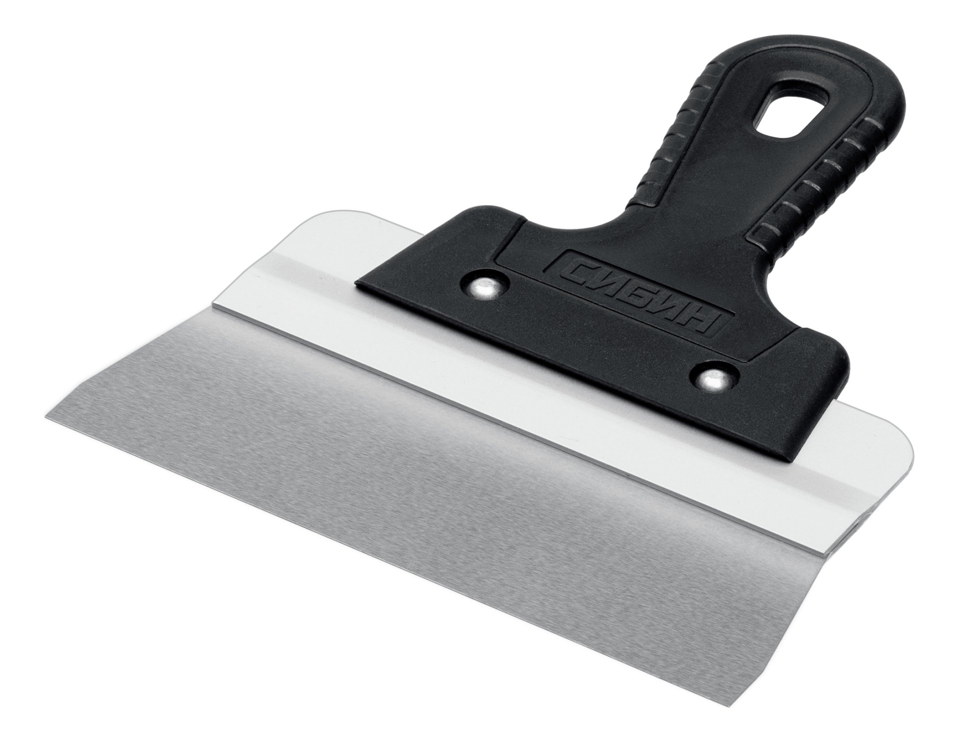 Шпатель усиленный фасадный нержавеющий, алюминиевая направляющая, 200 мм, 1к ручка