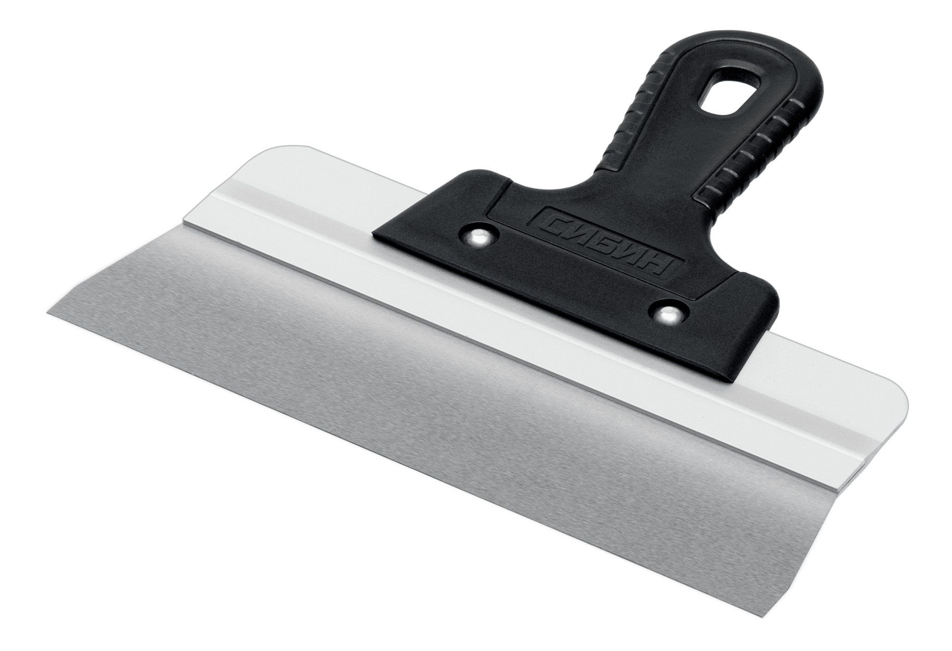 Шпатель усиленный фасадный нержавеющий, алюминиевая направляющая, 250 мм, 1к ручка