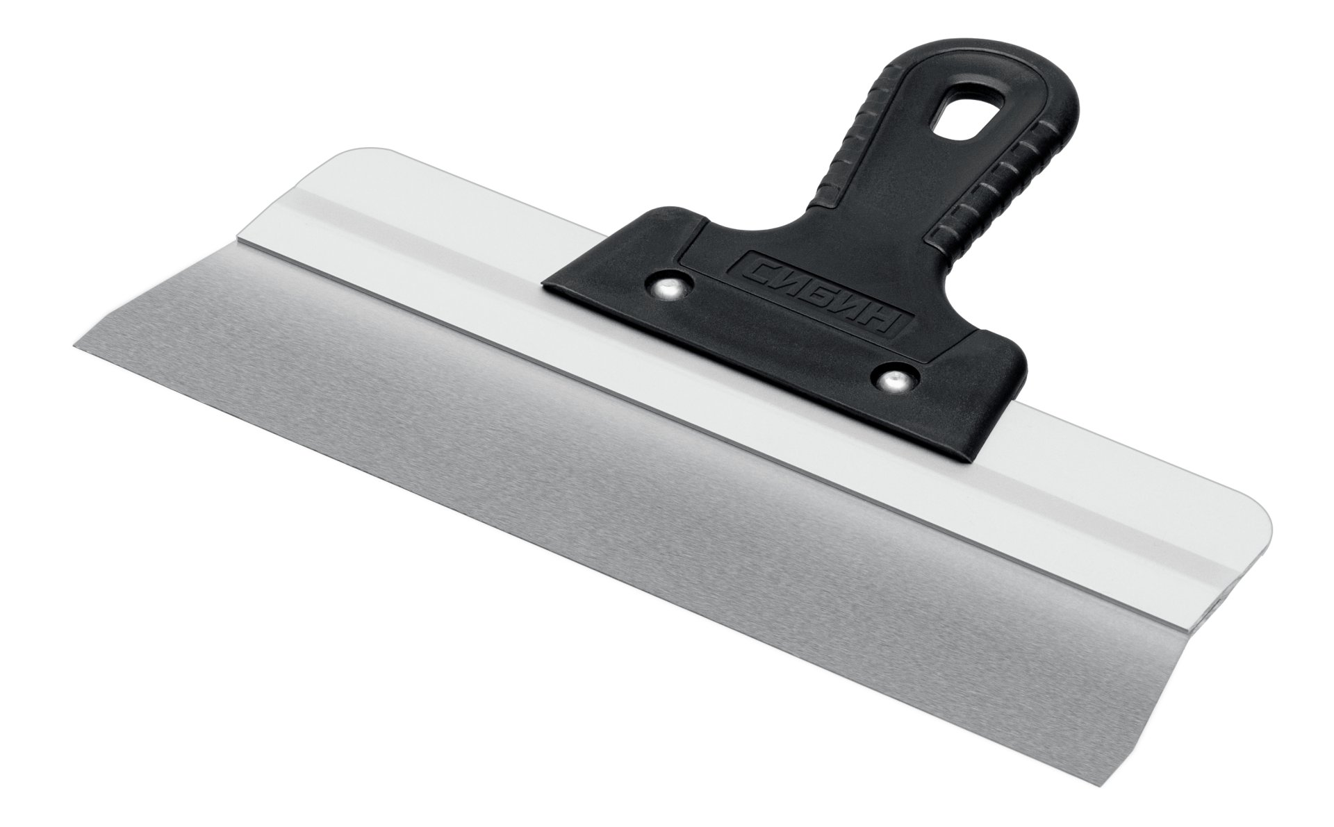 Шпатель усиленный фасадный нержавеющий, алюминиевая направляющая, 300 мм, 1к ручка