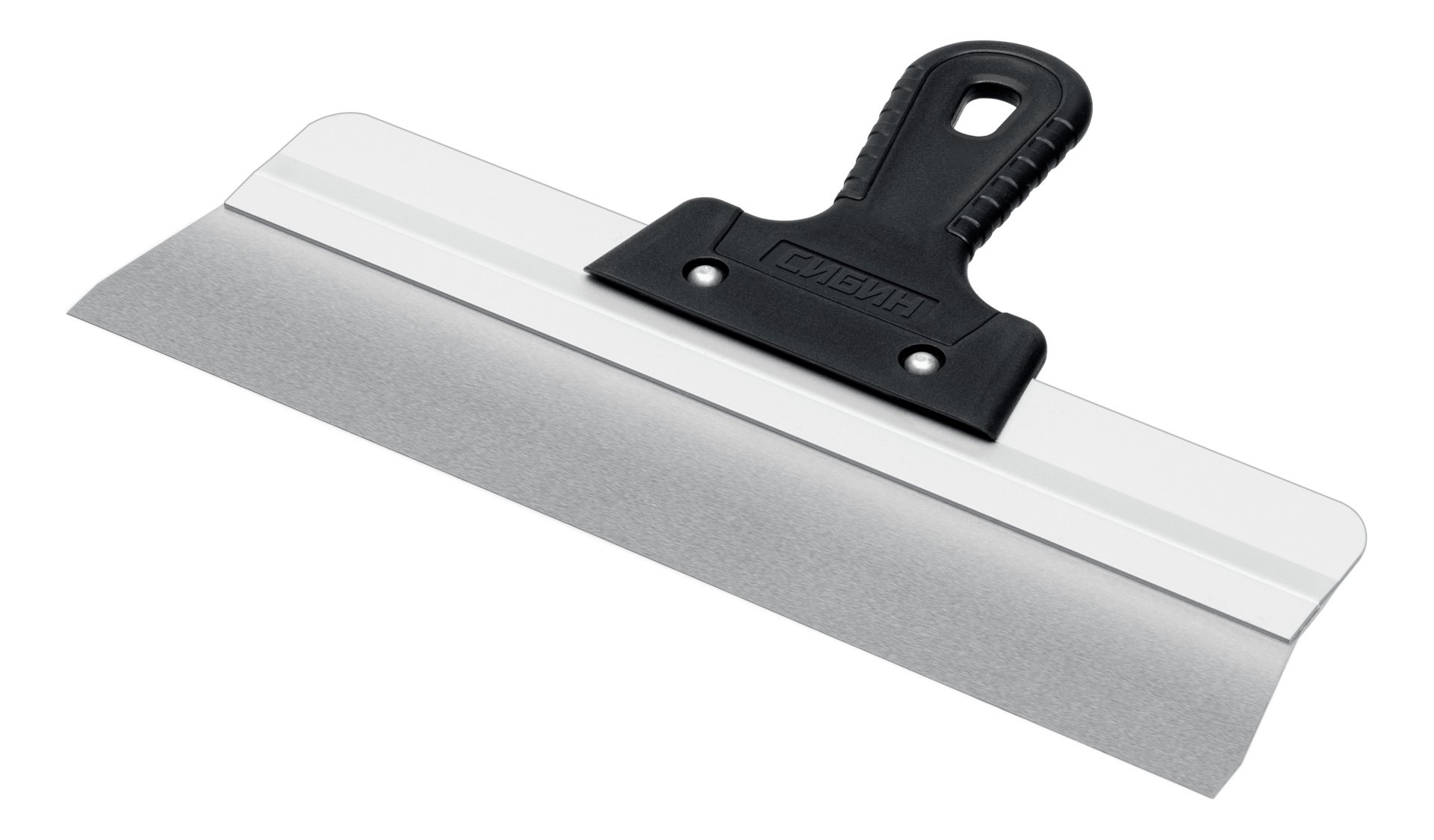 Шпатель усиленный фасадный нержавеющий, алюминиевая направляющая, 350 мм, 1к ручка