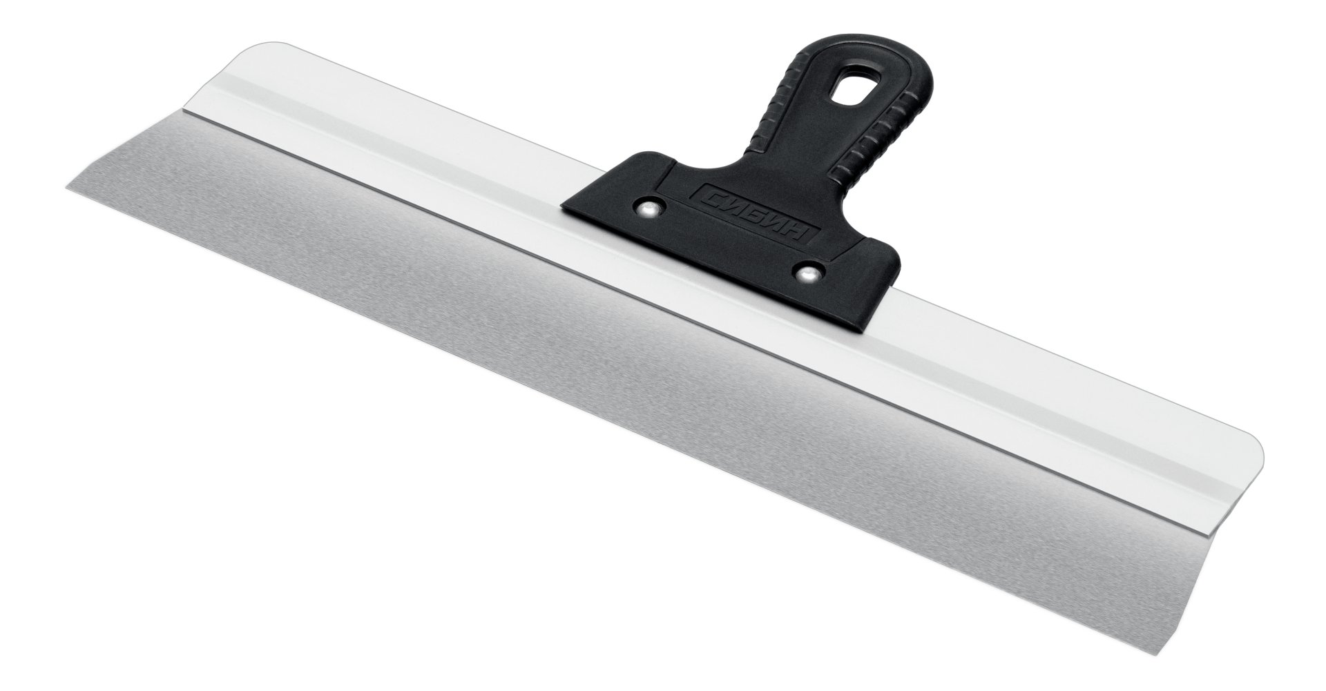 Шпатель усиленный фасадный нержавеющий, алюминиевая направляющая, 450 мм, 1к ручка