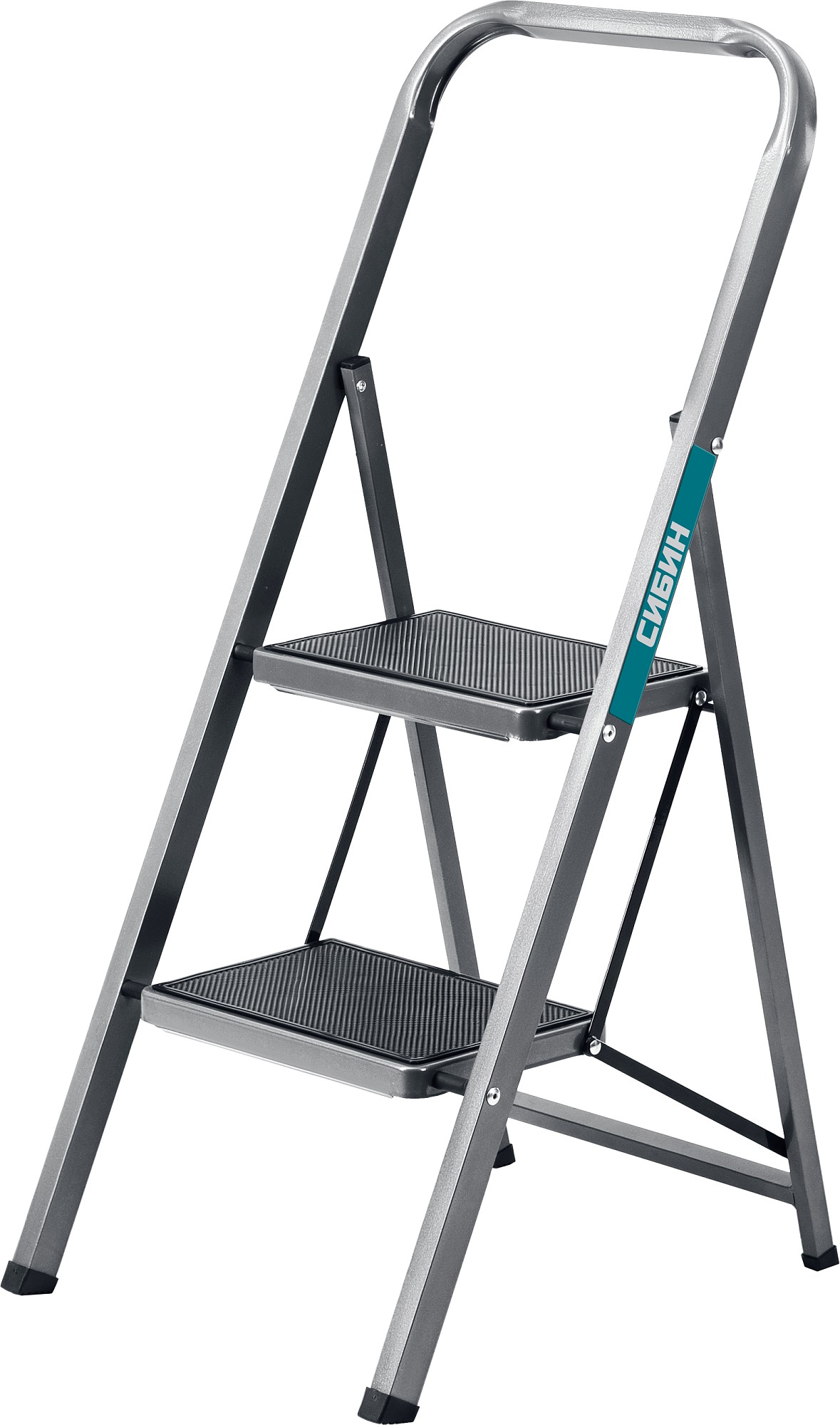 Стремянка стальная, c широкими обрезиненными ступенями 2 ступени, 46 см