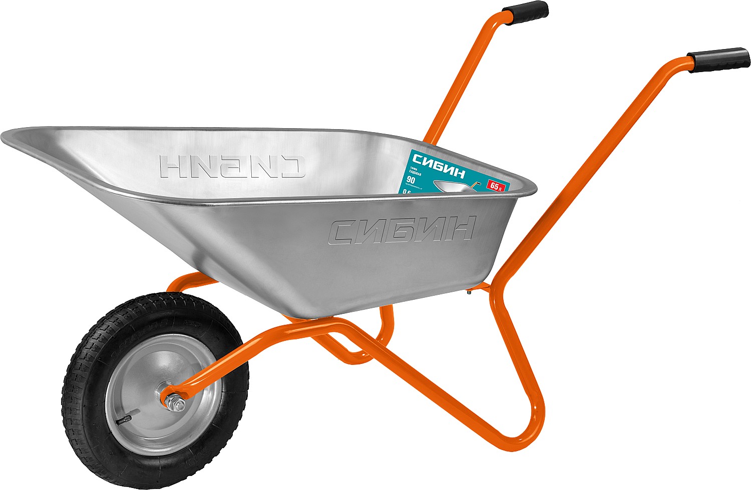 Тачка садовая, одноколесная, оцинкованная сталь, СТ-11, 65 л, 90 кг