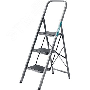 Изображение товара Стремянка стальная, c широкими обрезиненными ступенями 3 ступени, 71 см (шт)