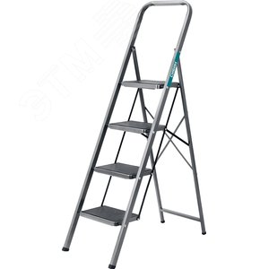 Изображение товара Стремянка стальная, c широкими обрезиненными ступенями 4 ступени, 95 см (шт)