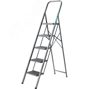 Изображение товара Стремянка стальная, c широкими обрезиненными ступенями 5 ступеней, 118 см (шт)