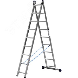 Изображение товара Лестница двухсекционная, алюминиевая, со стабилизатором, 9 ступеней (шт)