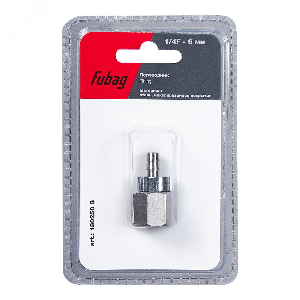 Изображение товара Переходник 1/4''F на елочку 6мм с обжимным кольцом