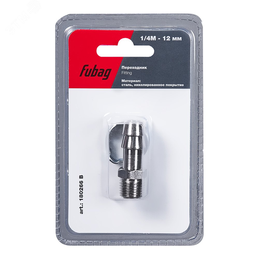 Изображение товара Переходник 1/4''М на елочку 12мм с обжимным кольцом блистер 1 шт