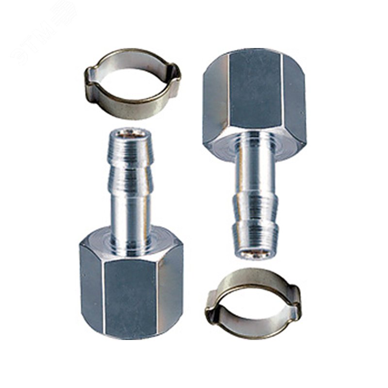 Изображение товара Переходник 1/4''F на елочку 8мм с обжимным кольцом в блистере 2 шт