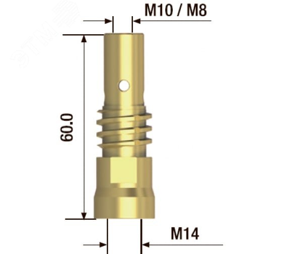 Изображение товара Адаптер контактного наконечника M8х65 мм (5 шт) для горелок Fubag FB40/FB60
