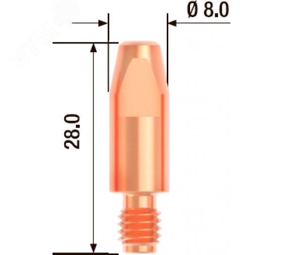 Изображение товара Наконечник контактный M6х28 мм ECU D 0.8 мм (10 шт.) (упак)