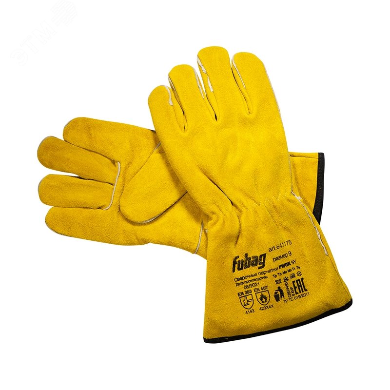 Изображение товара Сварочные краги FUBAG на подкладке с кевларовой нитью желтые FWGK 9Y