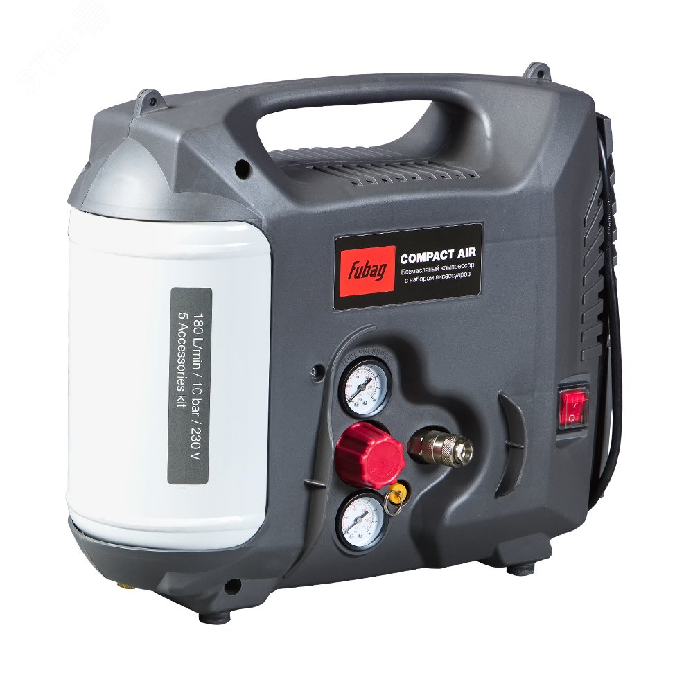 Изображение товара Компрессор Compact Air безмасляный с 5л ресивером и набором 5 предметов