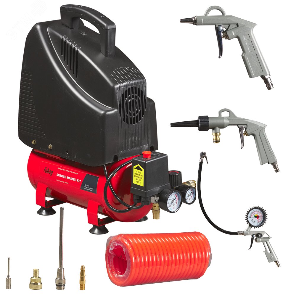 Изображение товара Компрессор SERVICE MASTER KIT OL195/6 с ресивером 6 л и комплектом из 6 предметов