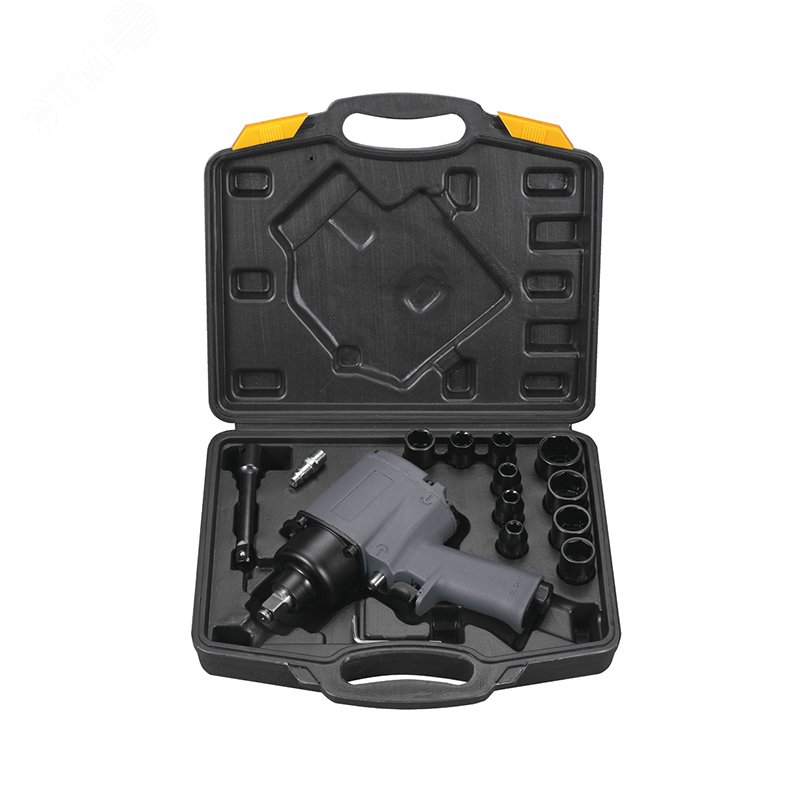 Изображение товара Пневмогайковерт ударный IW720 1/2'' (226л/м,720Нм,6.3бар,1/2''), набор головок,кейс (шт)