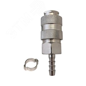 Изображение товара Соединение разъемное рапид (муфта) елочка 6мм с обжимным кольцом 6х11мм (шт)