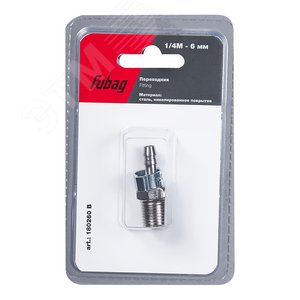 Изображение товара Переходник 1/4''M на елочку 6мм с обжимным кольцом 9x11мм блистер 1 шт (шт)