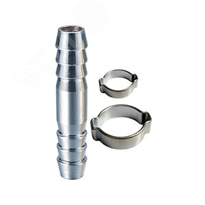 Изображение товара Переходник 6мм елочка на елочку с 2- мя обжимными кольцами 9х11мм (шт)