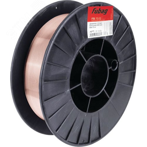 Изображение товара Проволока сварочная сплошного сечения FB 70S 1.0 мм катушка 200мм, 5 кг (шт)