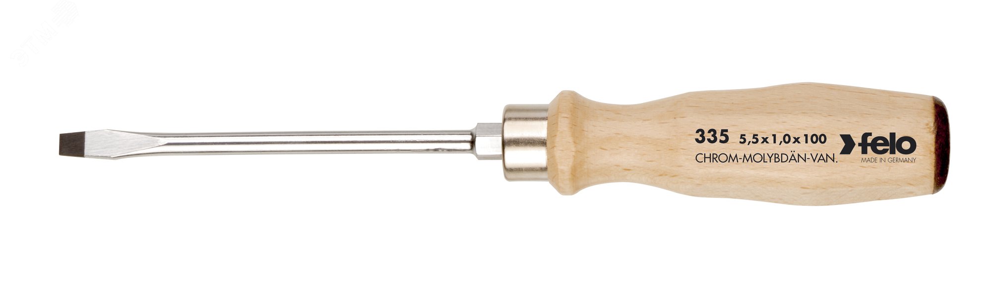 Изображение товара Отвертка ударная Felo SL 5,5Х1,0 с деревянной рукояткой