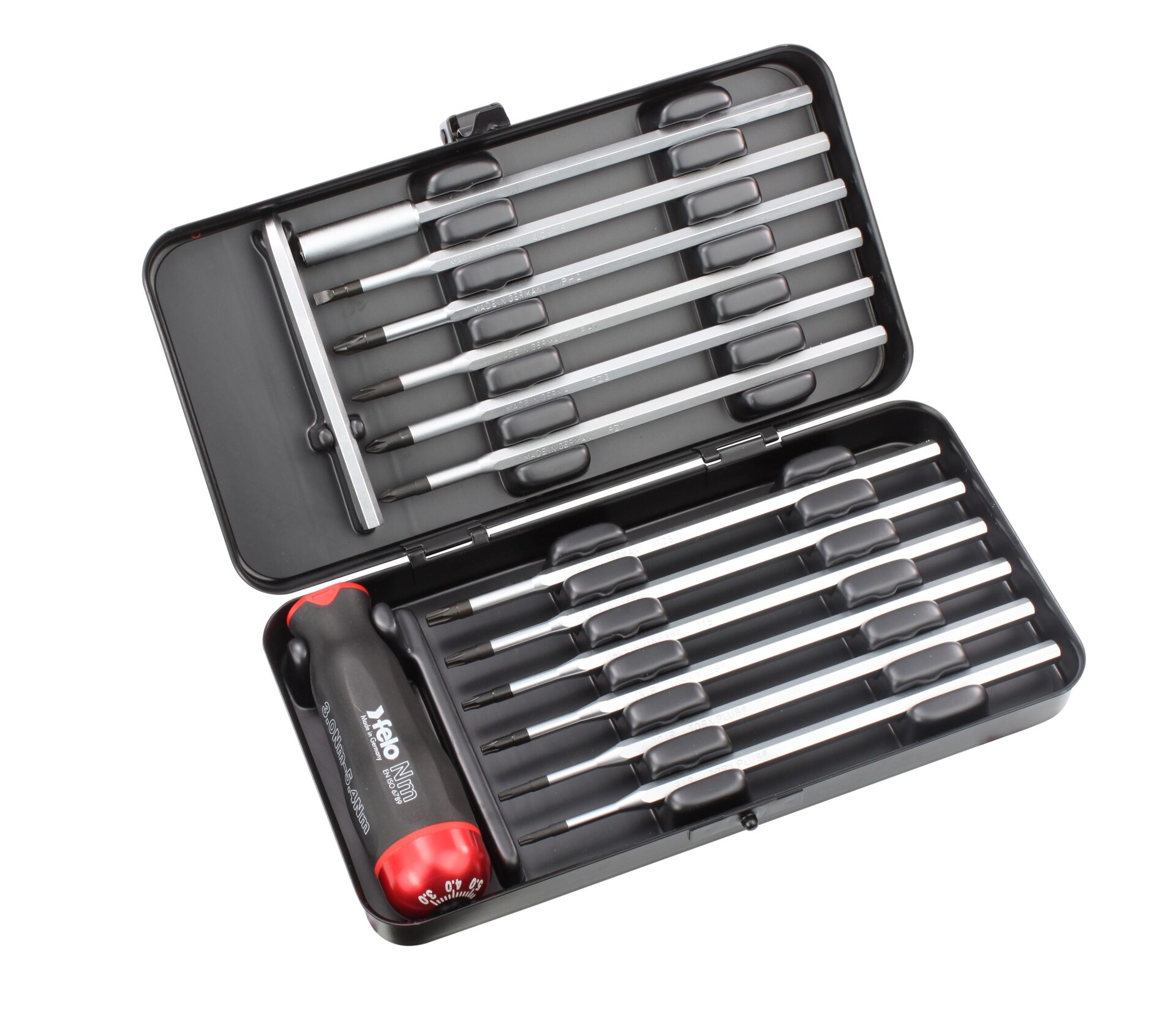 Отвертка c регулировкой крутящего момента Серия Nm 3,0-5,4 с набором насадок 12 шт в кейсе plus/minus