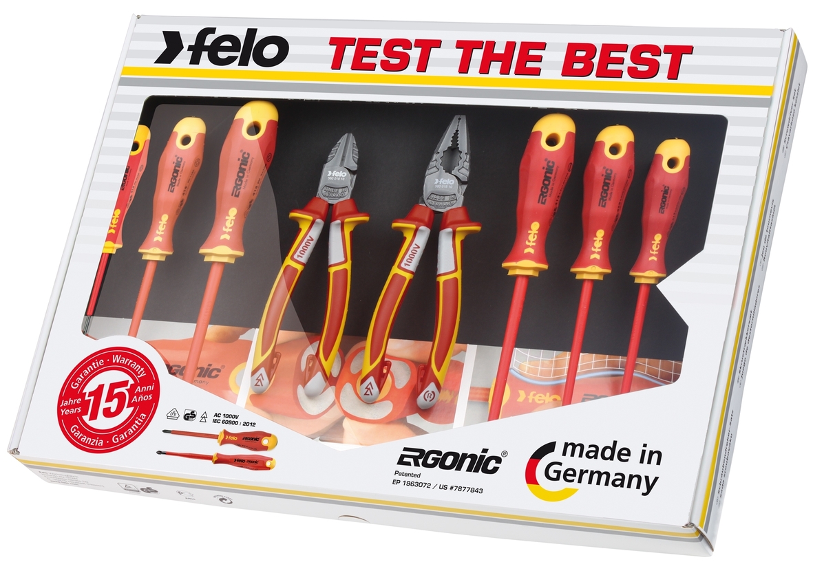 Набор диэлекрических отверток Ergonic с диэлектрическими пасатижами и бокорезами в упаковке, 8 шт