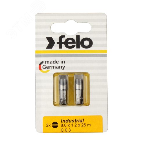 Бита Плоская шлицевая 8X1,2X25, серия Industrial, 2шт в блистере - фото 1