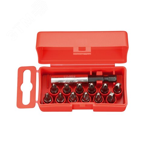 Набор бит PH/PZ Industrial с держателем бит в кейсе, 13 шт - фото 1