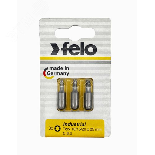 Биты TX10/TX15/TX20 25мм, серия Industrial, 3 шт в блистере - фото 1